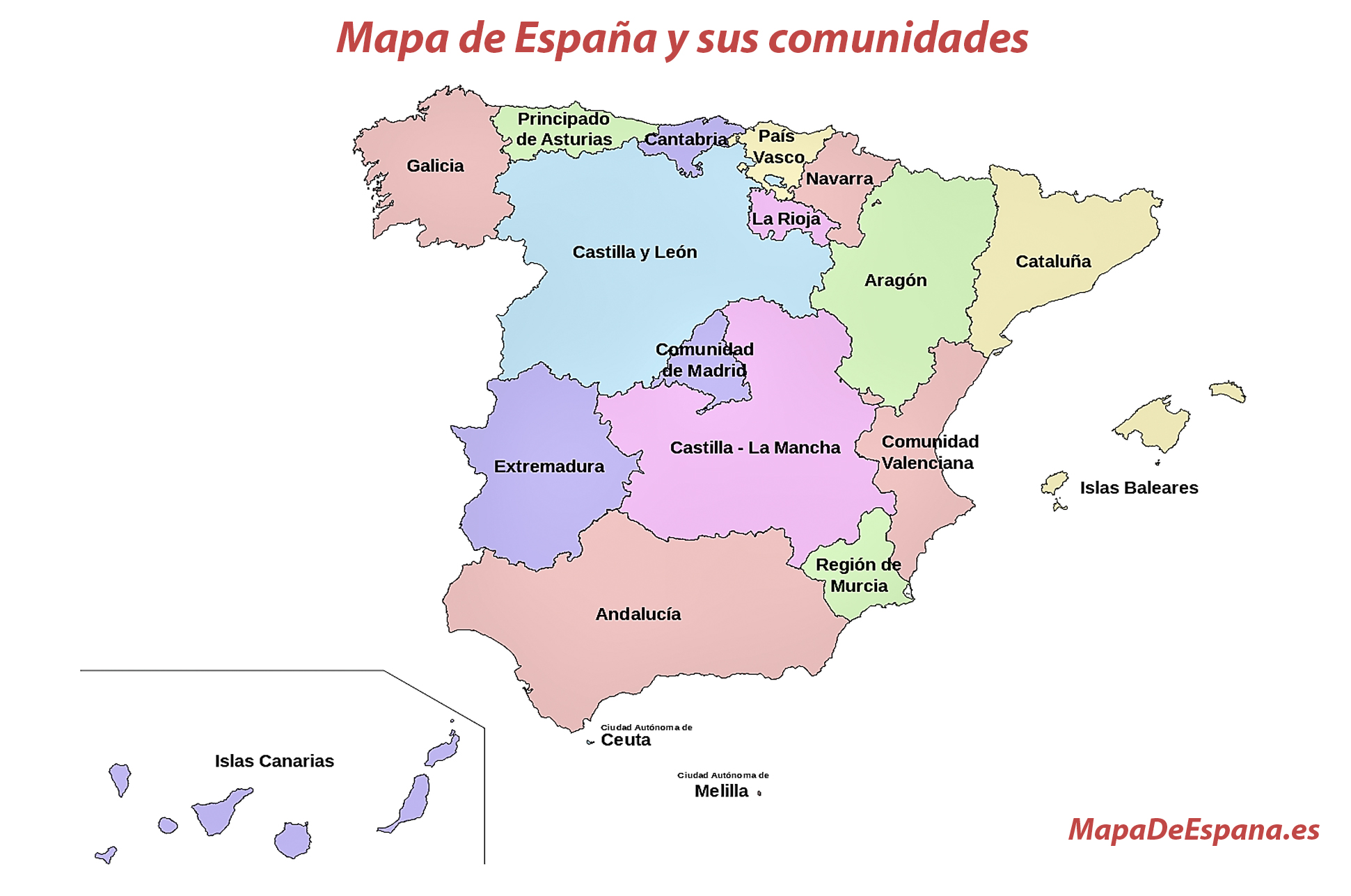 Mapa de España Político, Físico y Mudo listos para Imprimir 【ACTUALIZADOS】